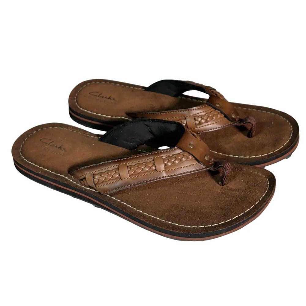 Clarks Fenner Nerice Flip Flop Sandals Womens Size 9M Brown Leather Boho Travel